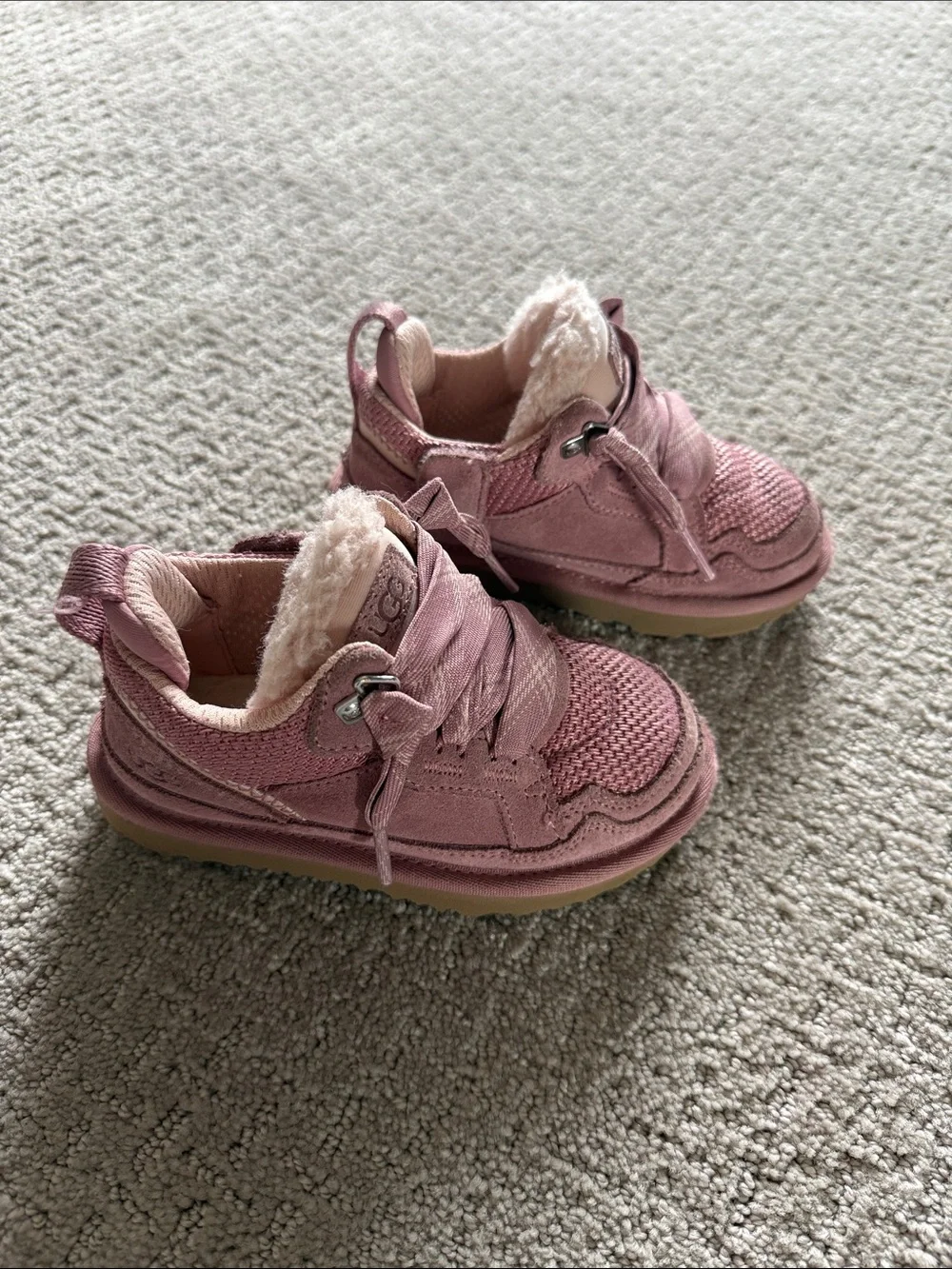 UGG Pink Girls' Plush-Lined Lace-Up Boots